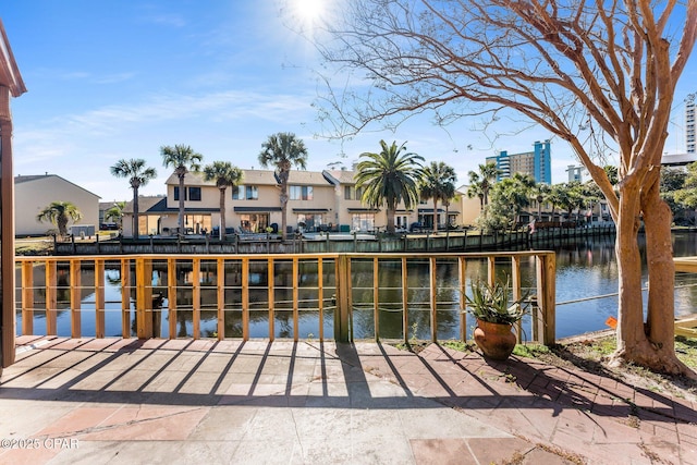 dock area featuring a water view