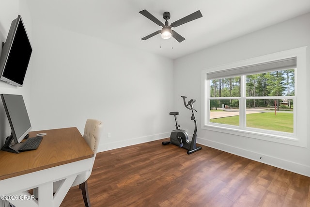 1825 White Western Lake Ln, Panama City, FL 32409 - unfurnished office with a ceiling fan and dark wood finished floors