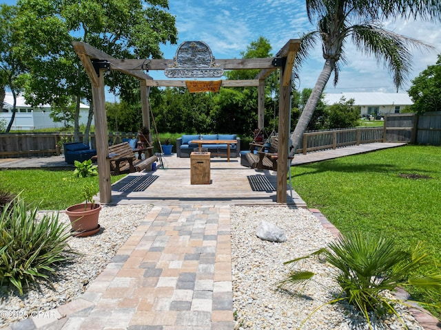 view of patio / terrace with outdoor lounge area and a fenced backyard