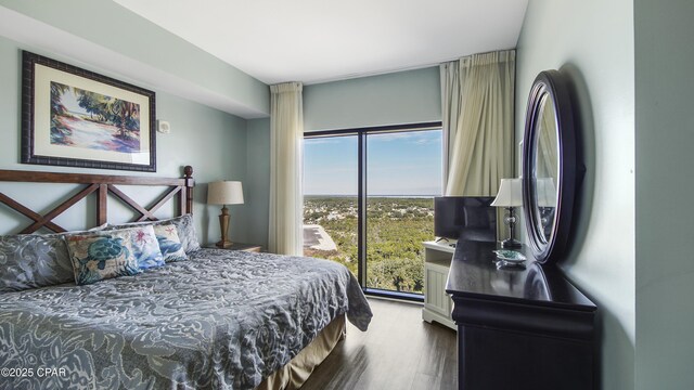 bedroom with wood-type flooring