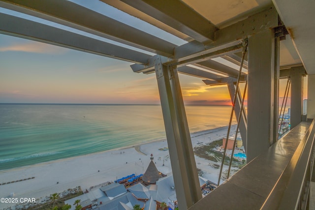 property view of water with a beach view