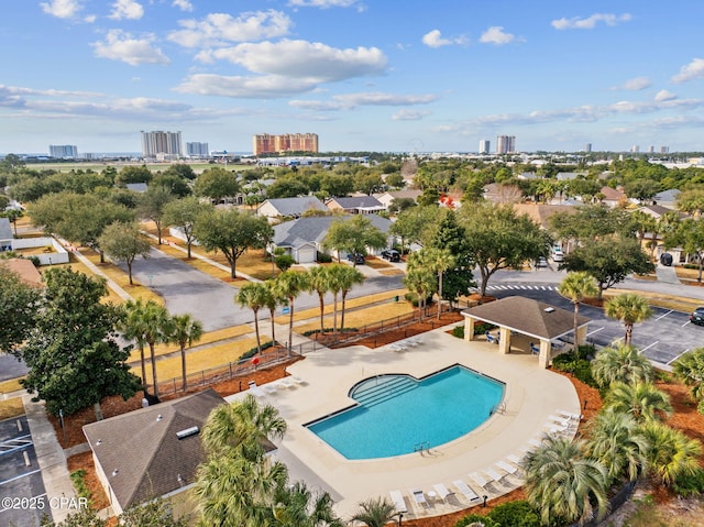 view of pool featuring a gazebo and a patio area