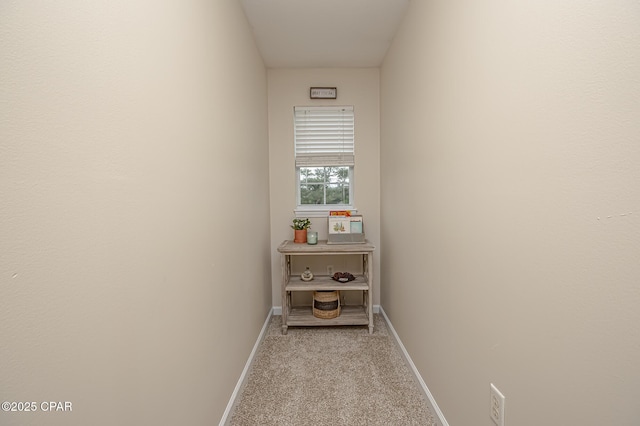 hallway with light carpet