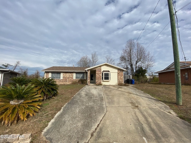 view of single story home