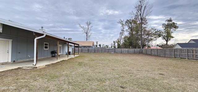 view of yard with a patio area