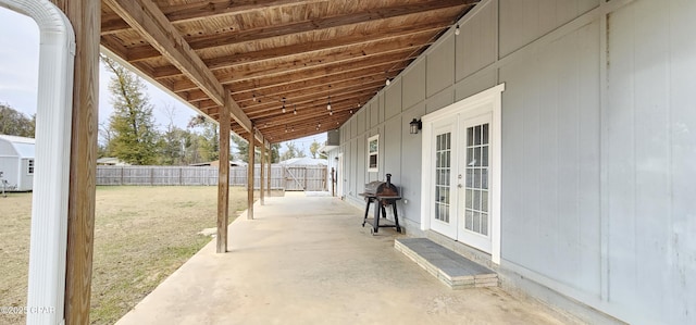 view of patio featuring french doors