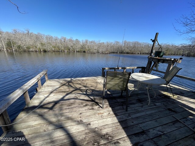 view of dock featuring a water view