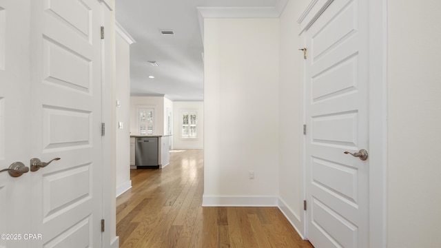 corridor featuring light wood-type flooring