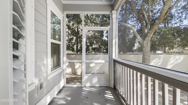 view of unfurnished sunroom