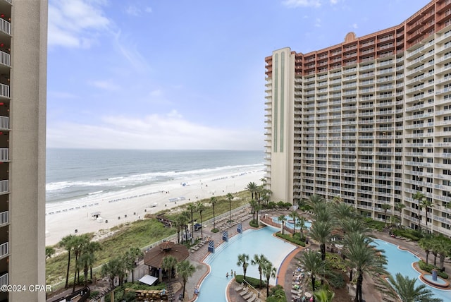 property view of water featuring a view of the beach