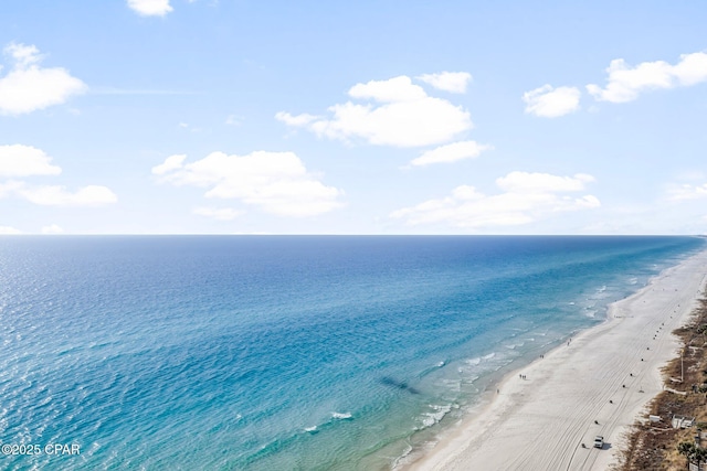 view of water feature with a view of the beach