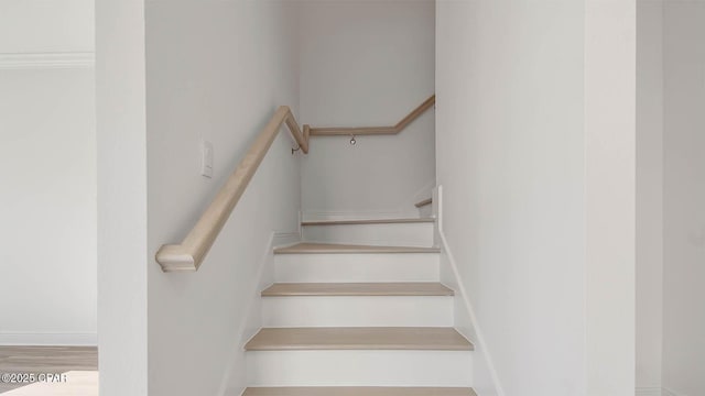 staircase featuring wood finished floors