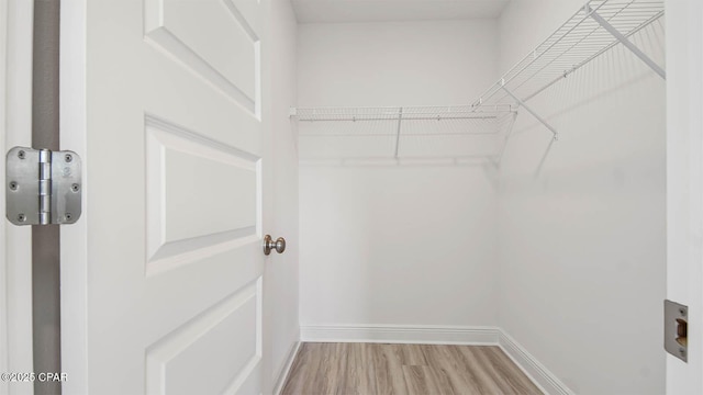 spacious closet with light wood-style floors