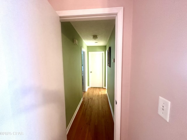 hallway with wood-type flooring