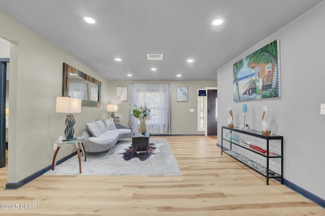 living room featuring light hardwood / wood-style floors