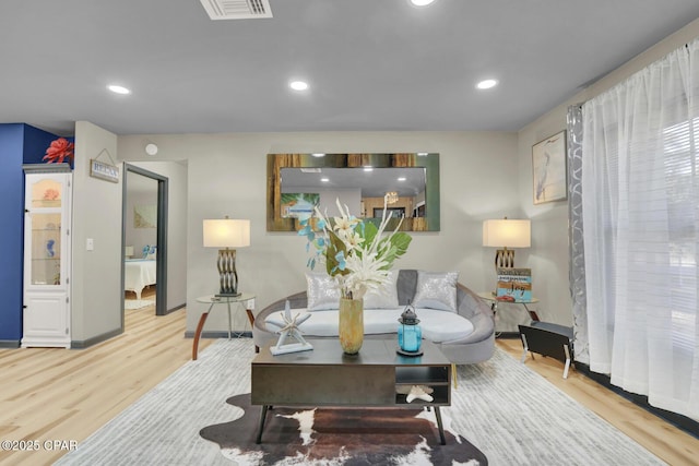 living room featuring light hardwood / wood-style flooring