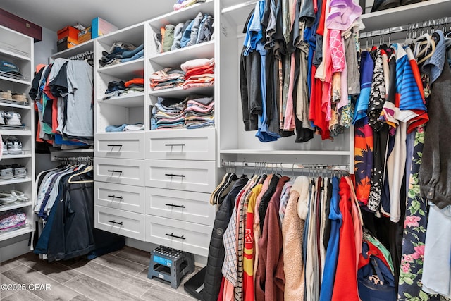 spacious closet featuring light wood-type flooring