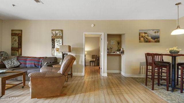 living room featuring light hardwood / wood-style floors