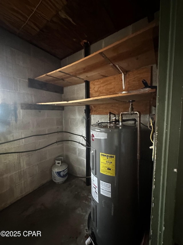 utility room with water heater