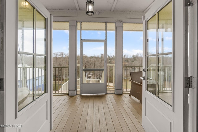 view of unfurnished sunroom