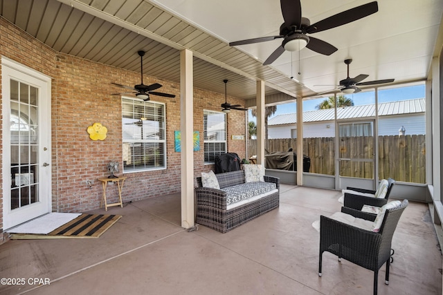 view of patio / terrace featuring an outdoor hangout area and ceiling fan