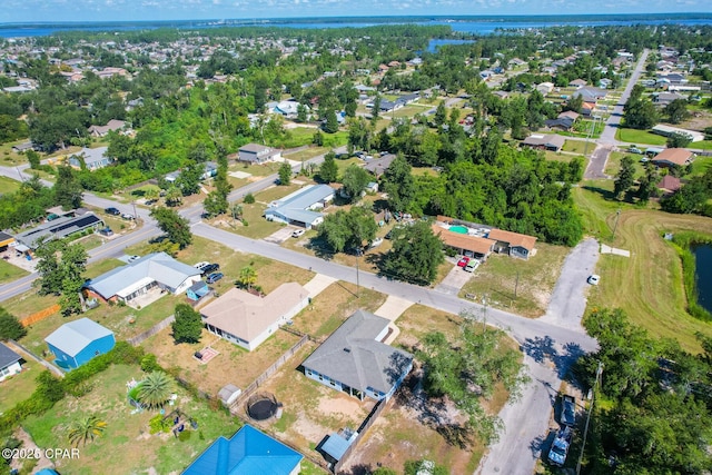 bird's eye view featuring a water view