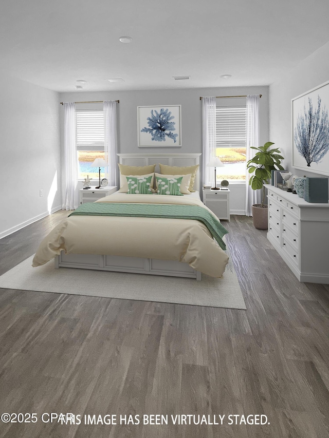 unfurnished bedroom featuring dark wood-type flooring