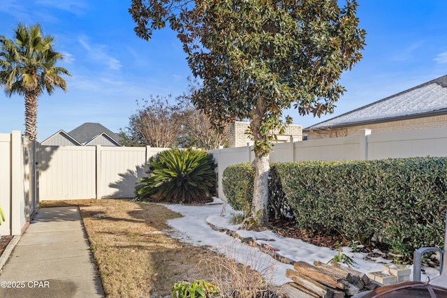 view of yard with a fenced backyard