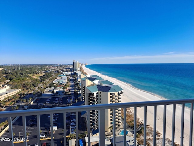 view of water feature featuring a view of the beach