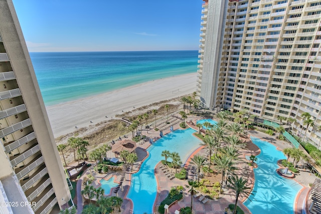 water view featuring a beach view