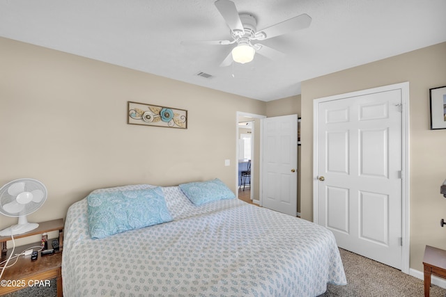 bedroom featuring ceiling fan