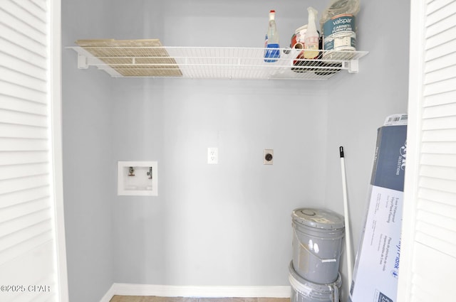 laundry room with electric dryer hookup and hookup for a washing machine