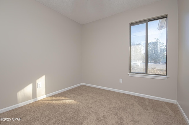 carpeted spare room with a textured ceiling