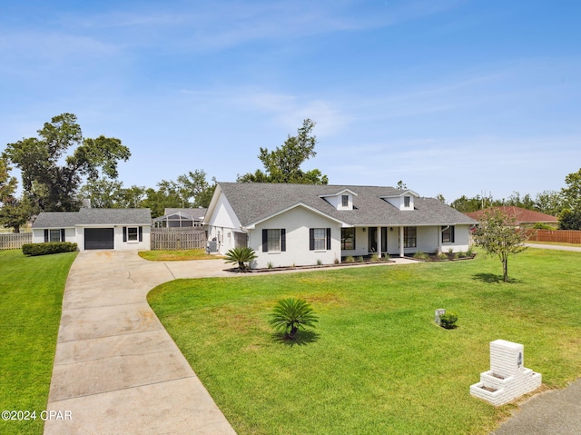 view of front facade with a garage and a front yard