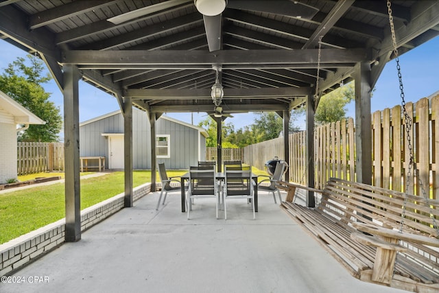 view of patio with ceiling fan