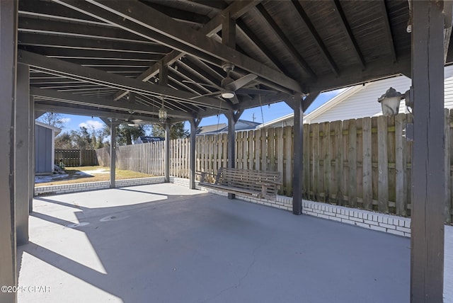 view of patio / terrace featuring ceiling fan