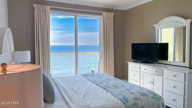 bedroom featuring crown molding