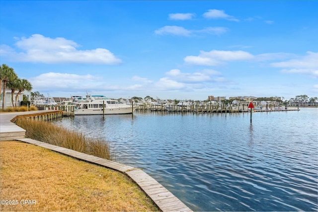 property view of water featuring a dock