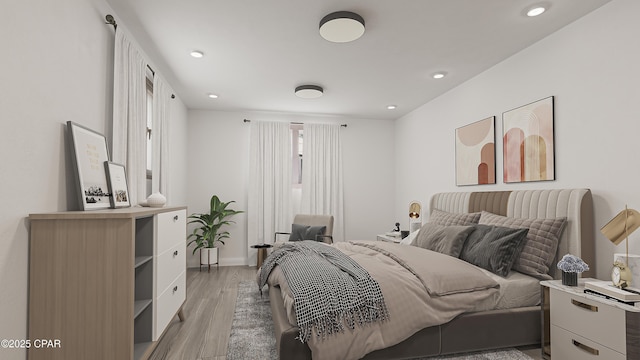 bedroom with wood-type flooring