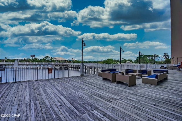 deck with a water view