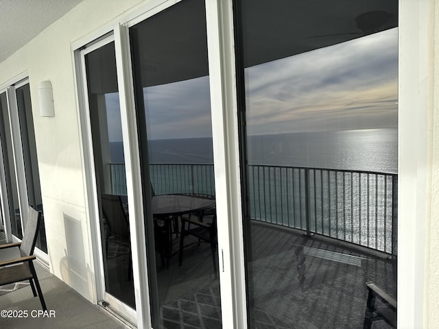 balcony with a water view