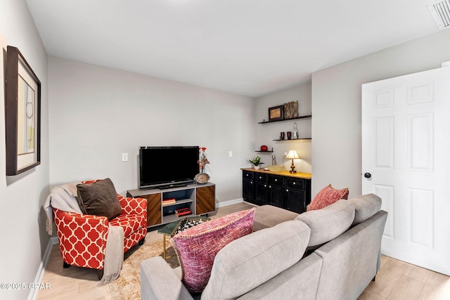 living room featuring light hardwood / wood-style flooring