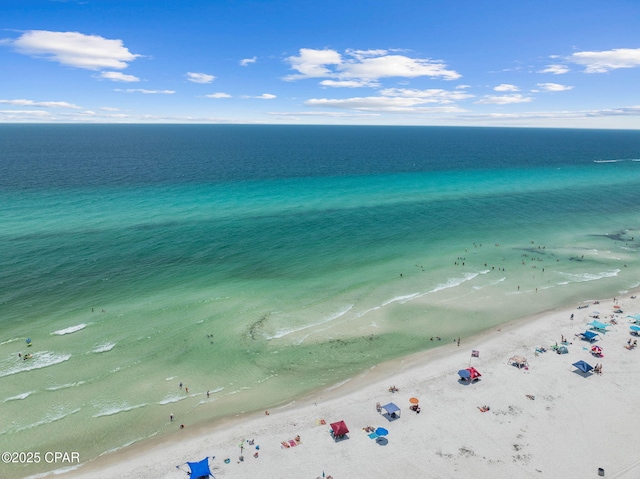 property view of water featuring a view of the beach