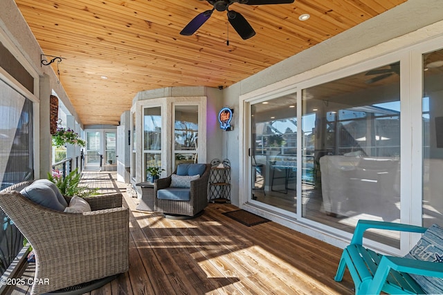 deck featuring a ceiling fan