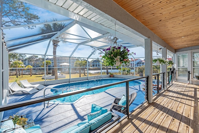 pool featuring glass enclosure