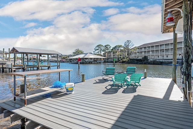 dock area featuring a water view