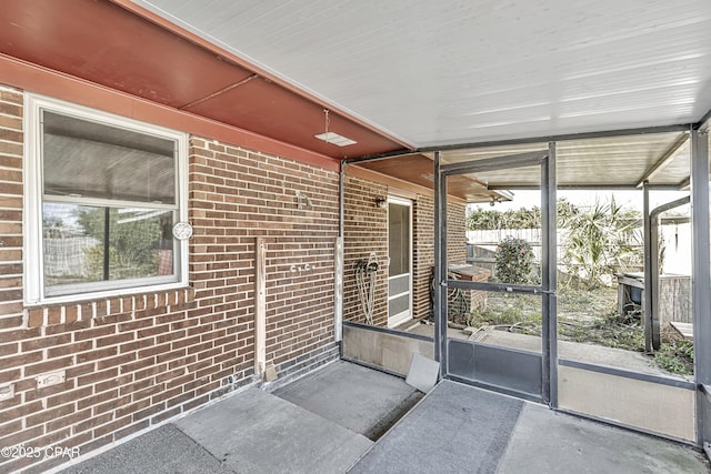 view of unfurnished sunroom