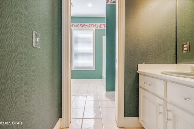 bathroom featuring vanity and tile patterned floors