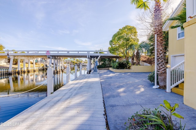 view of dock featuring a water view