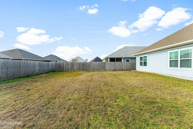 view of yard featuring a fenced backyard